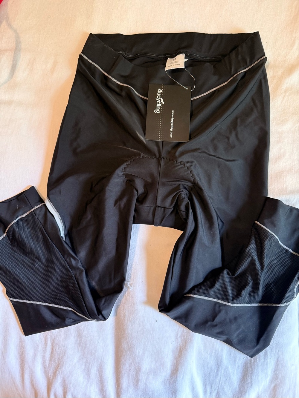 Cycling Padded Black Women's Leggings with Reflective Trim